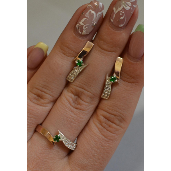 Серебряный набор с накладками золота (093)