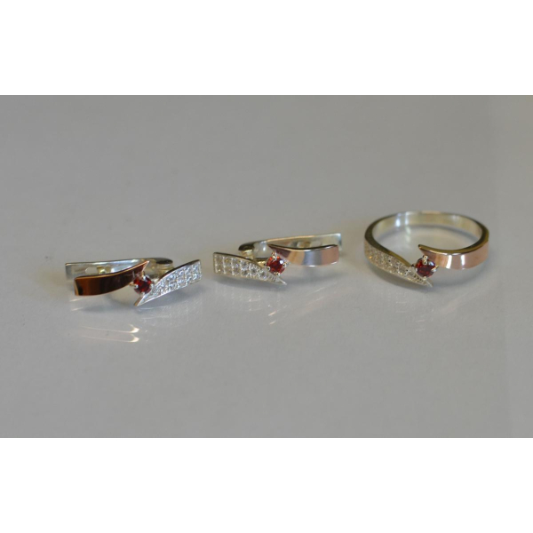 Серебряный набор с накладками золота (093)