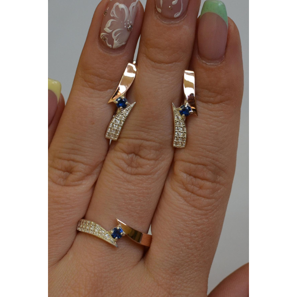 Серебряный набор с накладками золота (093)