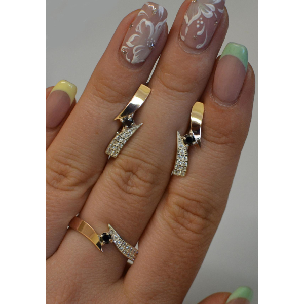 Серебряный набор с накладками золота (093)