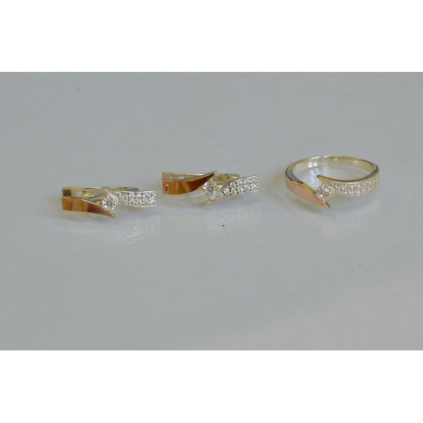 Серебряный набор с накладками золота (093)