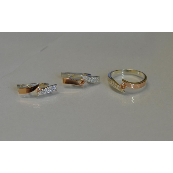 Серебряный набор с накладками золота (093)