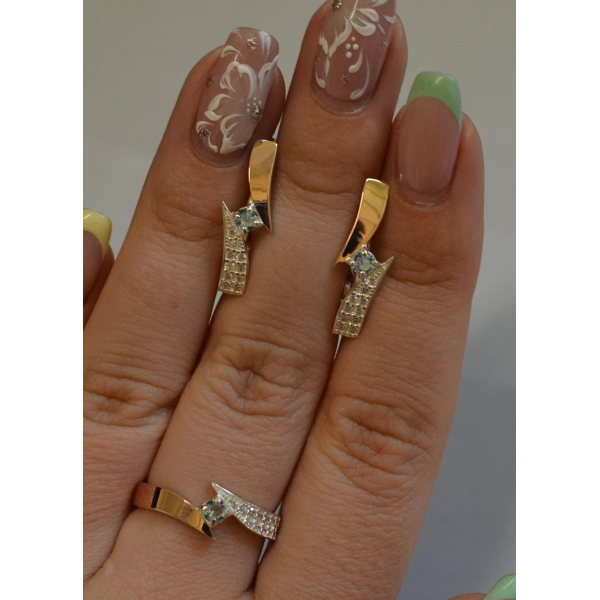 Серебряный набор с накладками золота (093)