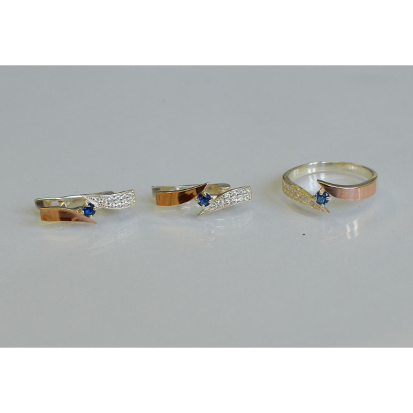 Серебряный набор с накладками золота (093)