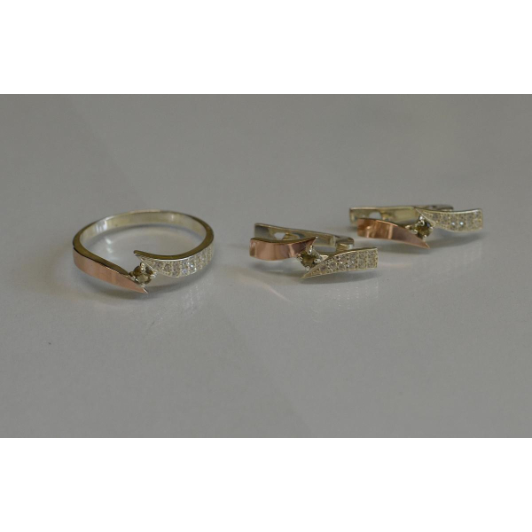 Серебряный набор с накладками золота (093)