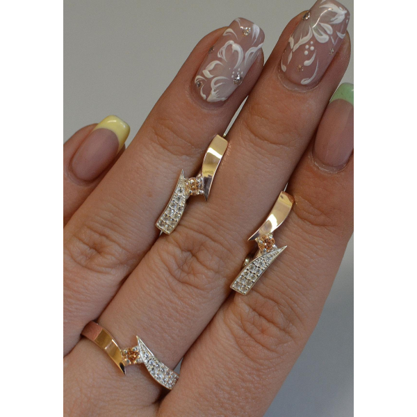 Серебряный набор с накладками золота (093)