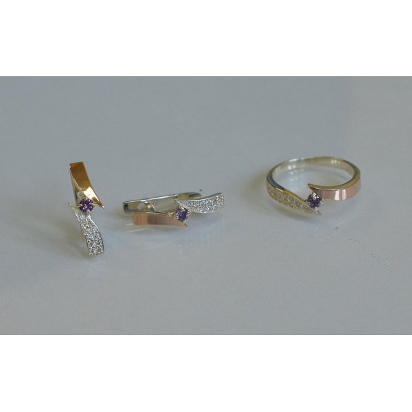 Серебряный набор с накладками золота (093)