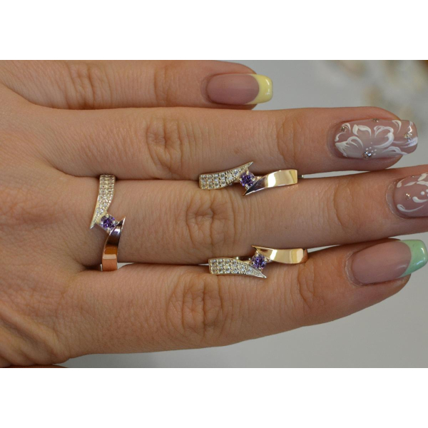 Серебряный набор с накладками золота (093)