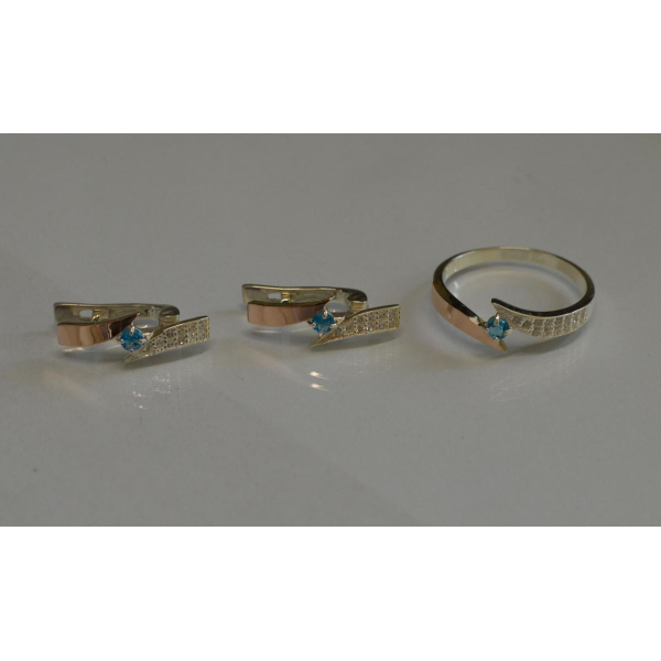 Серебряный набор с накладками золота (093)