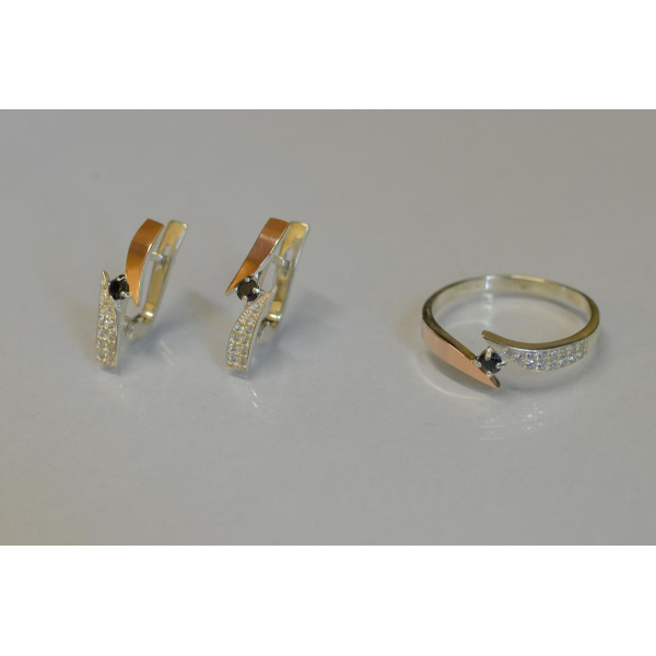 Серебряный набор с накладками золота (093)