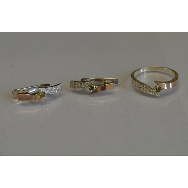 Серебряный набор с накладками золота (093)