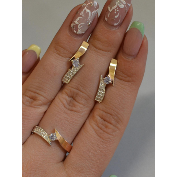 Серебряный набор с накладками золота (093)