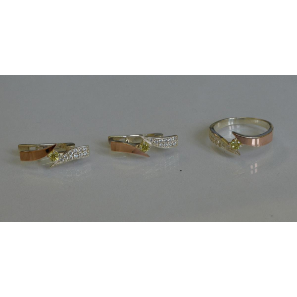 Серебряный набор с накладками золота (093)