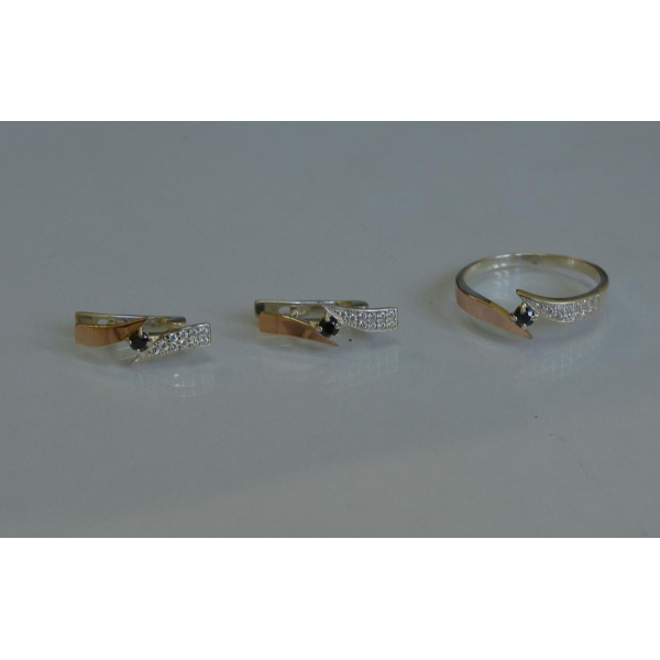 Серебряный набор с накладками золота (093)