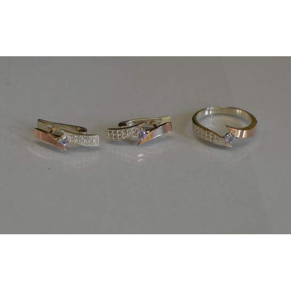 Серебряный набор с накладками золота (093)