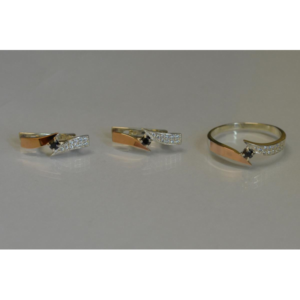 Серебряный набор с накладками золота (093)