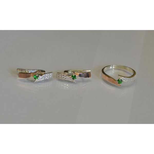 Серебряный набор с накладками золота (093)