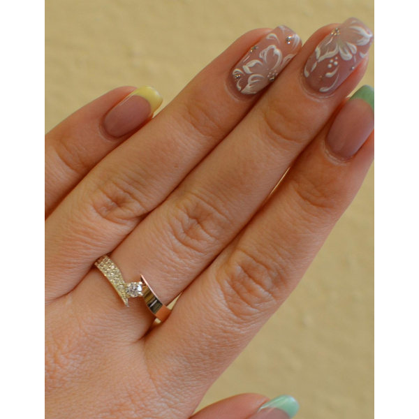 Срібна каблучка з накладкой золота (093к)