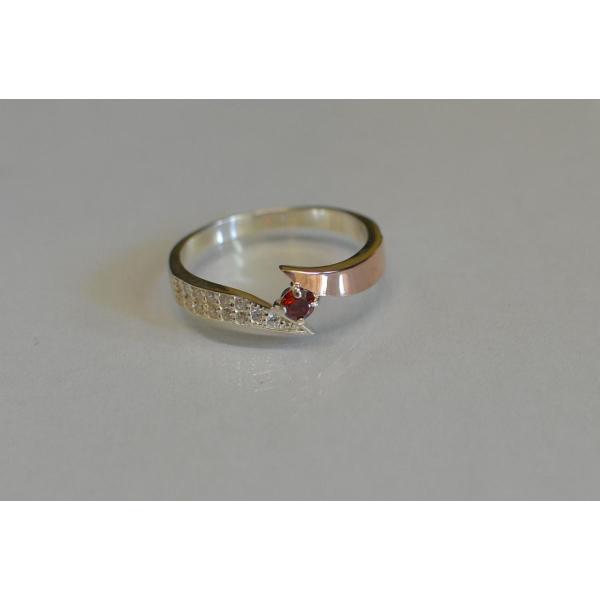 Срібна каблучка з накладкой золота (093к)