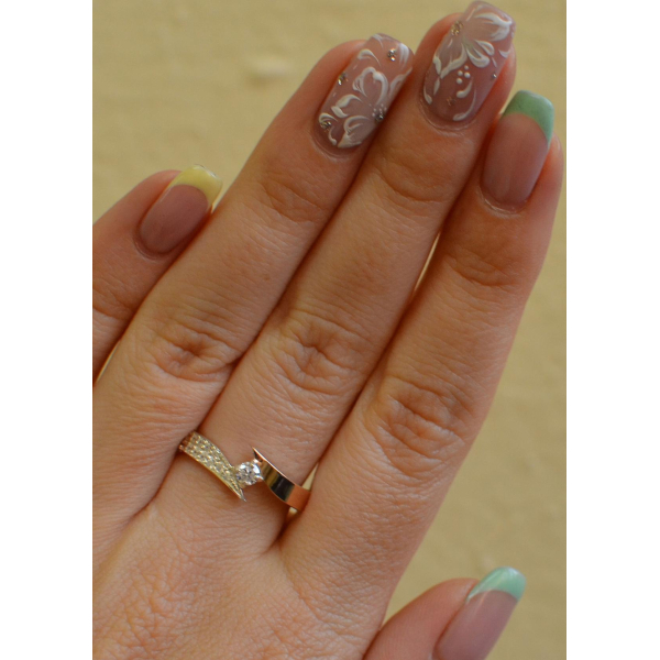 Срібна каблучка з накладкой золота (093к)