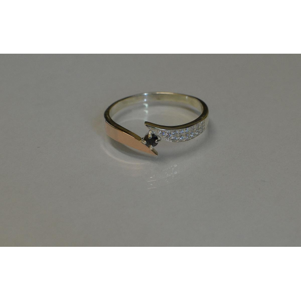 Срібна каблучка з накладкой золота (093к)