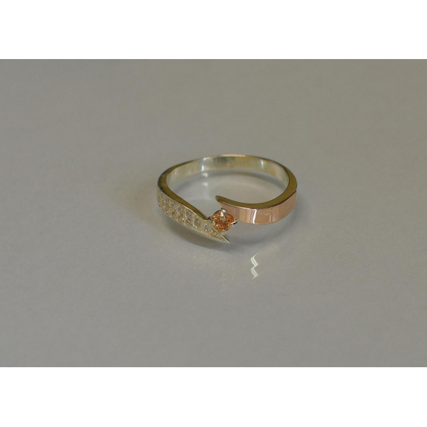 Срібна каблучка з накладкой золота (093к)