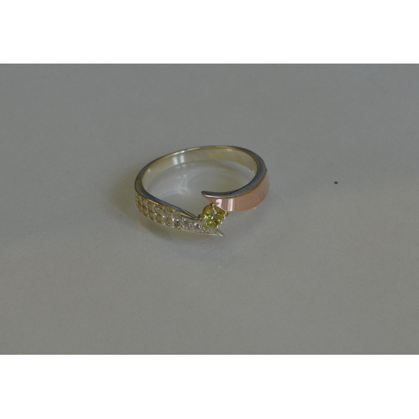 Срібна каблучка з накладкой золота (093к)