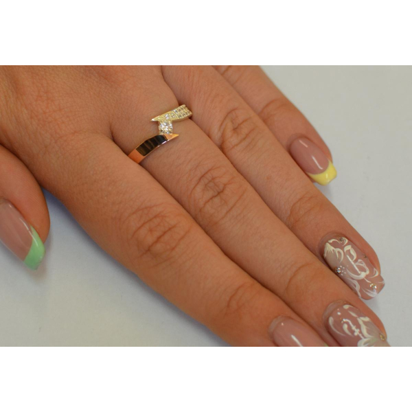 Срібна каблучка з накладкой золота (093к)