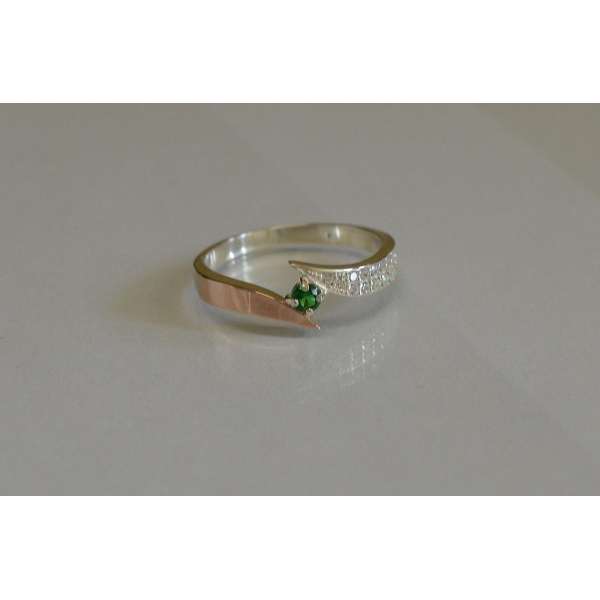 Срібна каблучка з накладкой золота (093к)