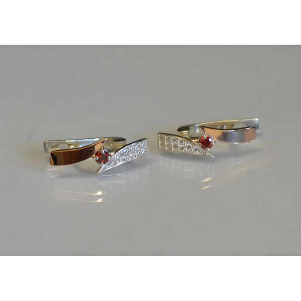 Серьги серебряные с накладками золота (093с)