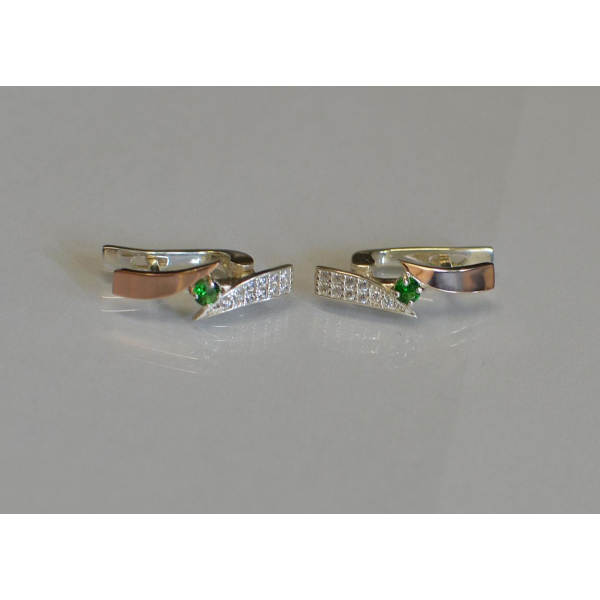 Серьги серебряные с накладками золота (093с)