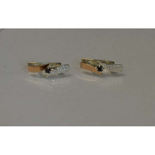 Серьги серебряные с накладками золота (093с)