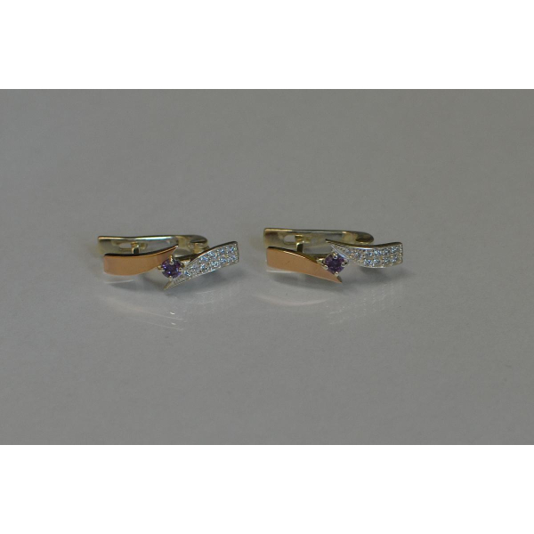 Серьги серебряные с накладками золота (093с)