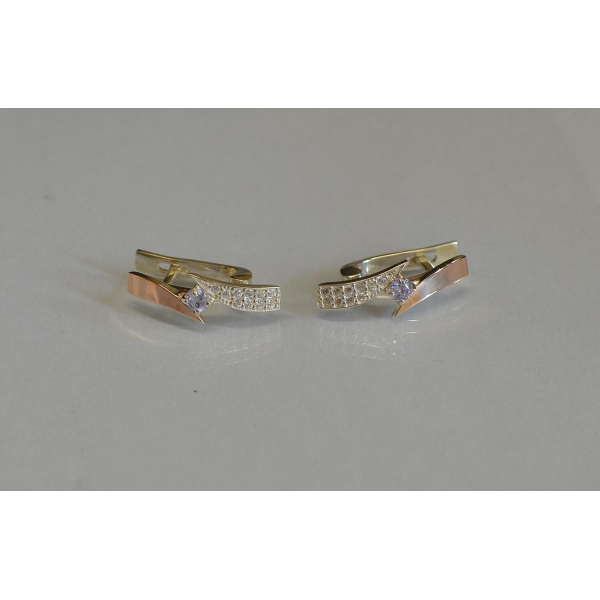 Серьги серебряные с накладками золота (093с)