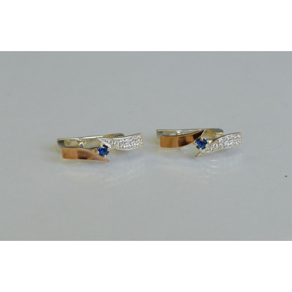 Серьги серебряные с накладками золота (093с)