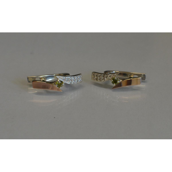 Серьги серебряные с накладками золота (093с)