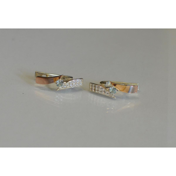 Серьги серебряные с накладками золота (093с)