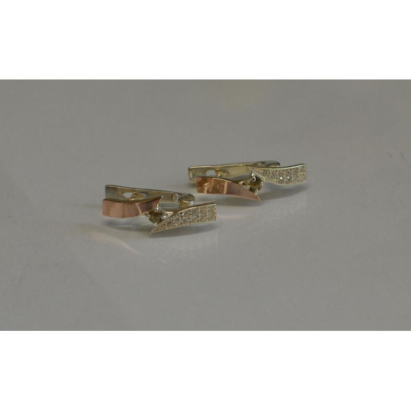 Серьги серебряные с накладками золота (093с)