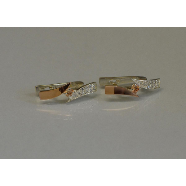 Серьги серебряные с накладками золота (093с)