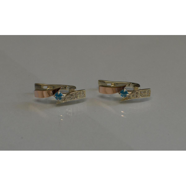 Серьги серебряные с накладками золота (093с)