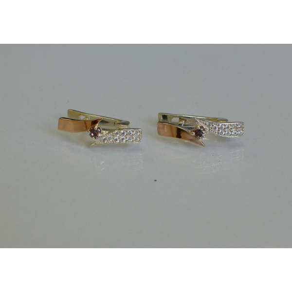 Серьги серебряные с накладками золота (093с)