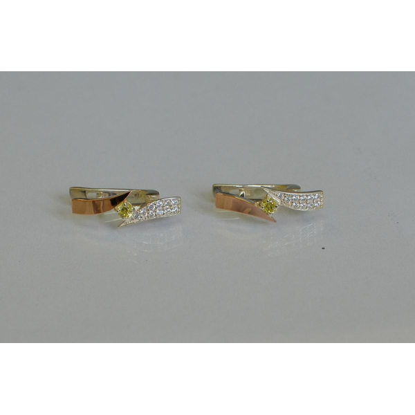 Серьги серебряные с накладками золота (093с)