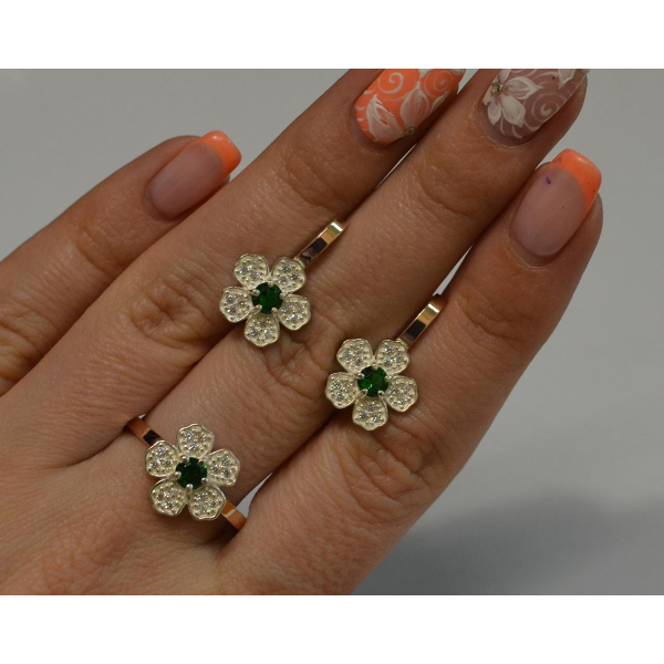 Набір срібний з золотими пластинами (094)