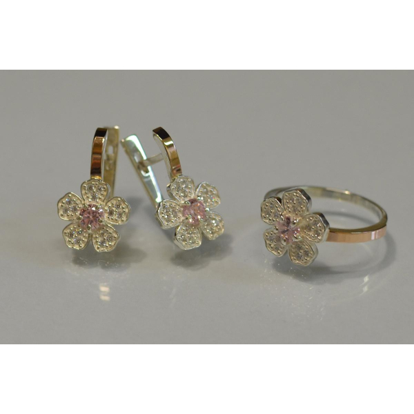 Набір срібний з золотими пластинами (094)