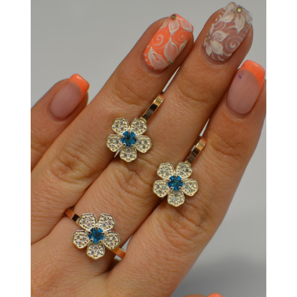 Набір срібний з золотими пластинами (094)