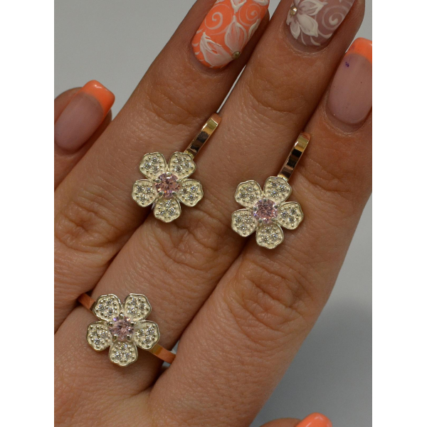 Набір срібний з золотими пластинами (094)