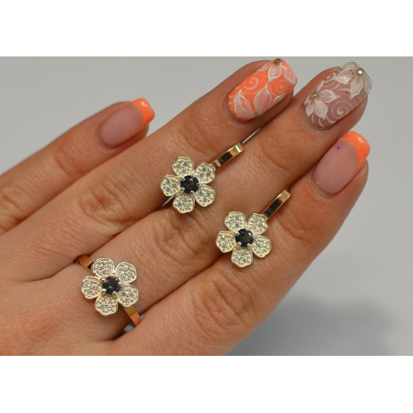 Набір срібний з золотими пластинами (094)