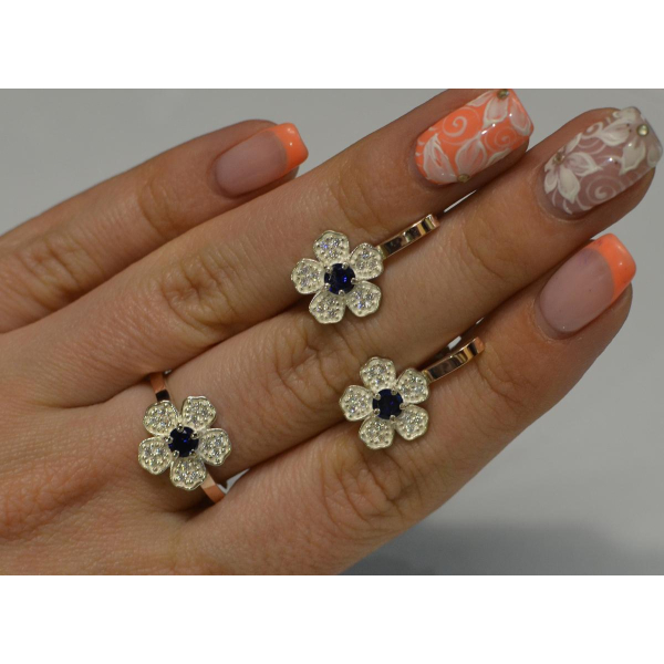 Набір срібний з золотими пластинами (094)