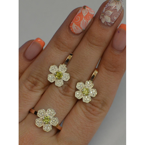 Набір срібний з золотими пластинами (094)