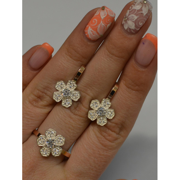 Набір срібний з золотими пластинами (094)